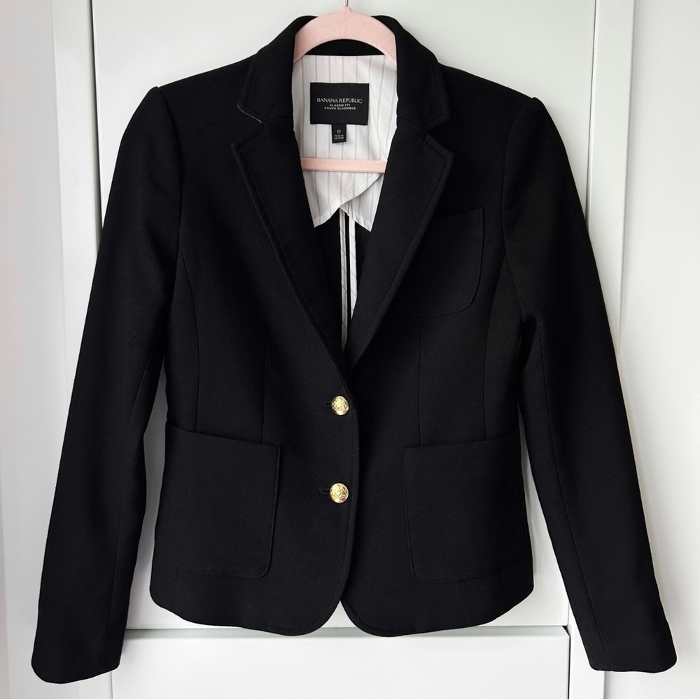 Banana Republic black blazer with gold buttons